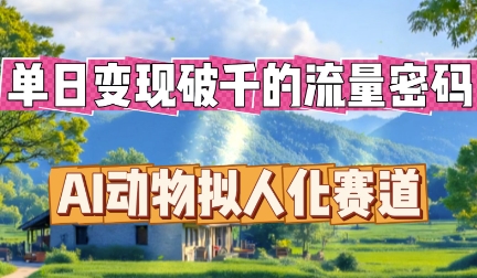 单日变现破k的流量密码,AI动物拟人化赛道-众缘网