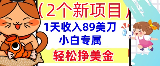 2个新项目,轻松挣美金, 1天收入89美刀,小白专属,干货分享-众缘网