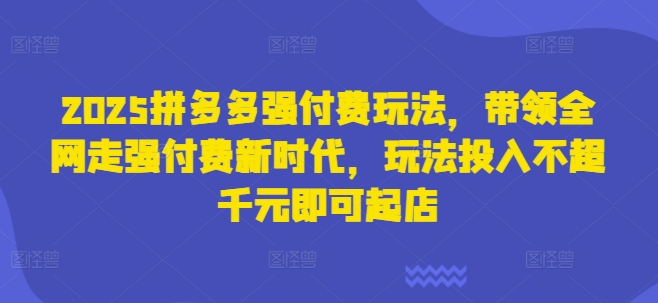 2025拼多多强付费玩法,带领全网走强付费新时代,玩法投入不超千元即可起店-众缘网