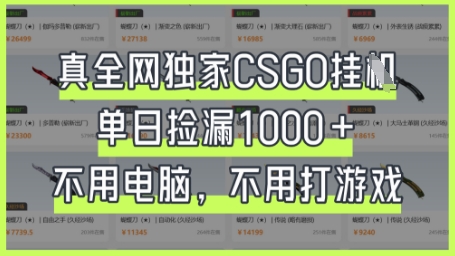 真全网独家CSGO挂G,单日捡漏1k+【揭秘】-众缘网