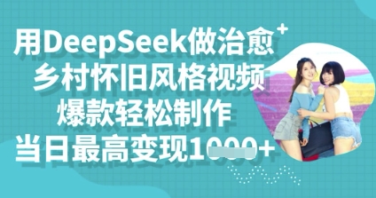 用DeepSeek做治愈乡村怀旧风格视频,爆款轻松制作,当日最高变现多张-众缘网